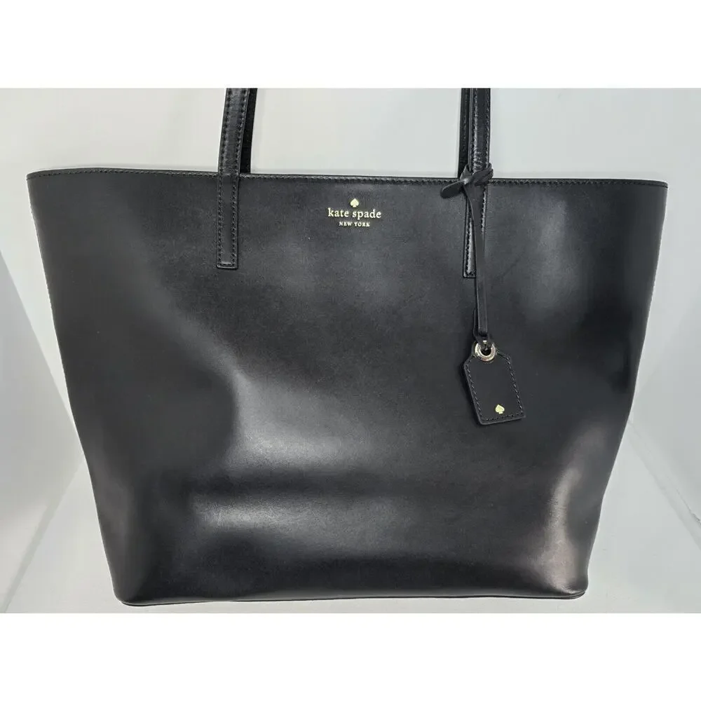 KATE SPADE Janie Tote Shopper Bag Women's Classic Logo Large Black Leather